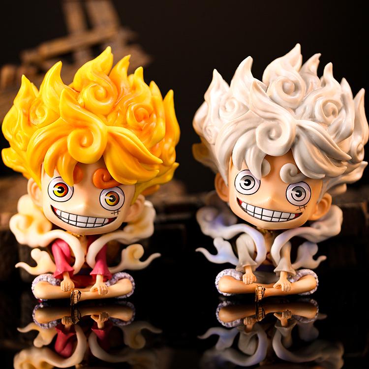 One Piece Q Version Sun God Nika Gear 5 Luffy Awakening White Hair Figure