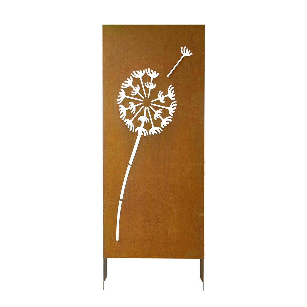 Metalen Privacy Scherm, 61 x 160 cm Vrijstaand Modern Privacyhek, Tuin Afscheidingspaneel met Verlengde Grondpennen & Stalen Plaat, Vrijstaand