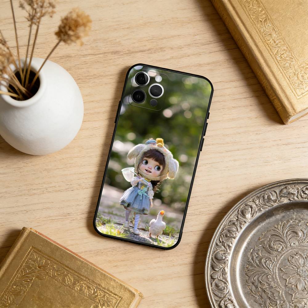 Fashion doll Blythe Soft Silicone Black Cover,Phone Case For iPhone 17,16,15,14,13,12,11 Plus,Pro Max,XS