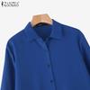 ZANZEA Vestido feminino casual gola virada para baixo manga 3/4 camisa solta