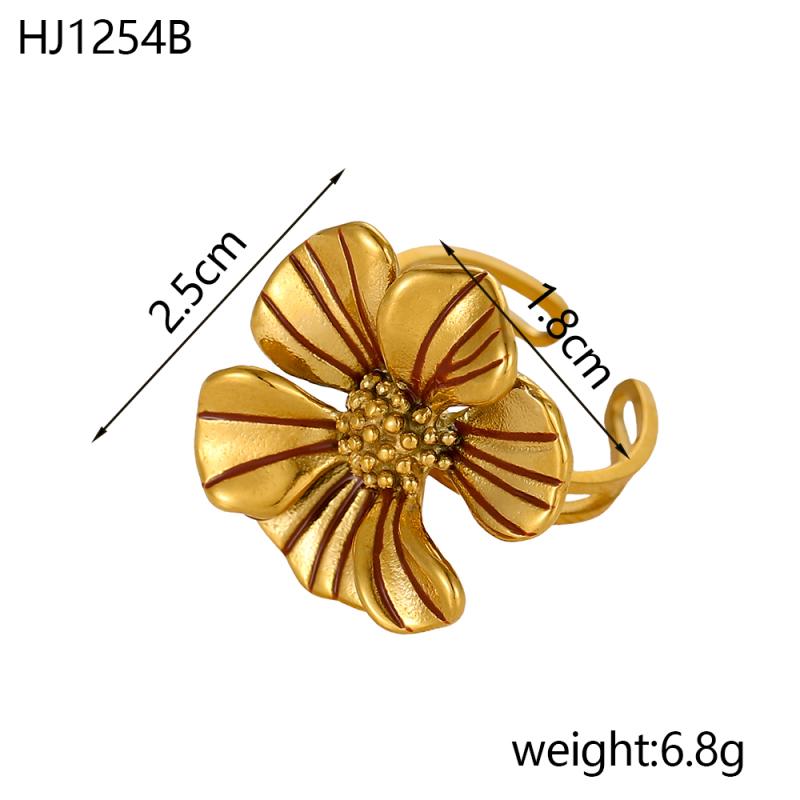 CARLIDANA New Gold-Plated Stainless Steel With Pearl Rings Jewelry Women Zircon Flower Butterfly Leaf Rings Adjustable Fashion