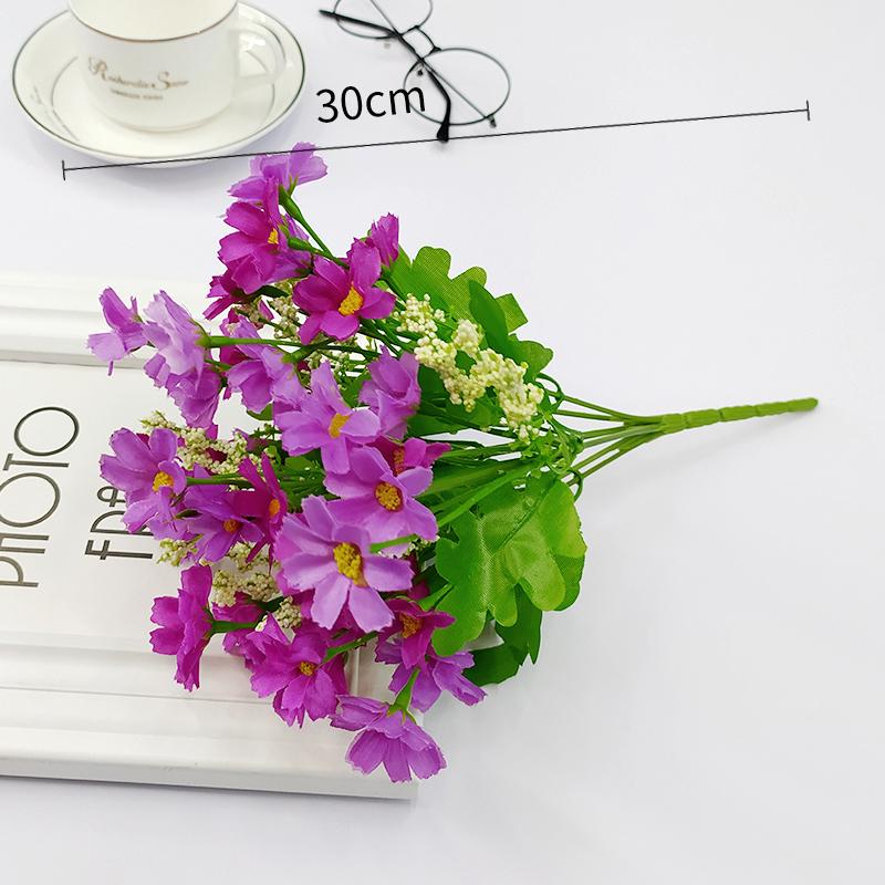 Artificial Daisy, Orchid, Sunflower & Green Plant Bunch for Bedroom Decoration