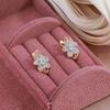 Kinel Rose Gold Color Flower Shape Stud Earrings For Women Silver Plated Zircon Wedding Earring