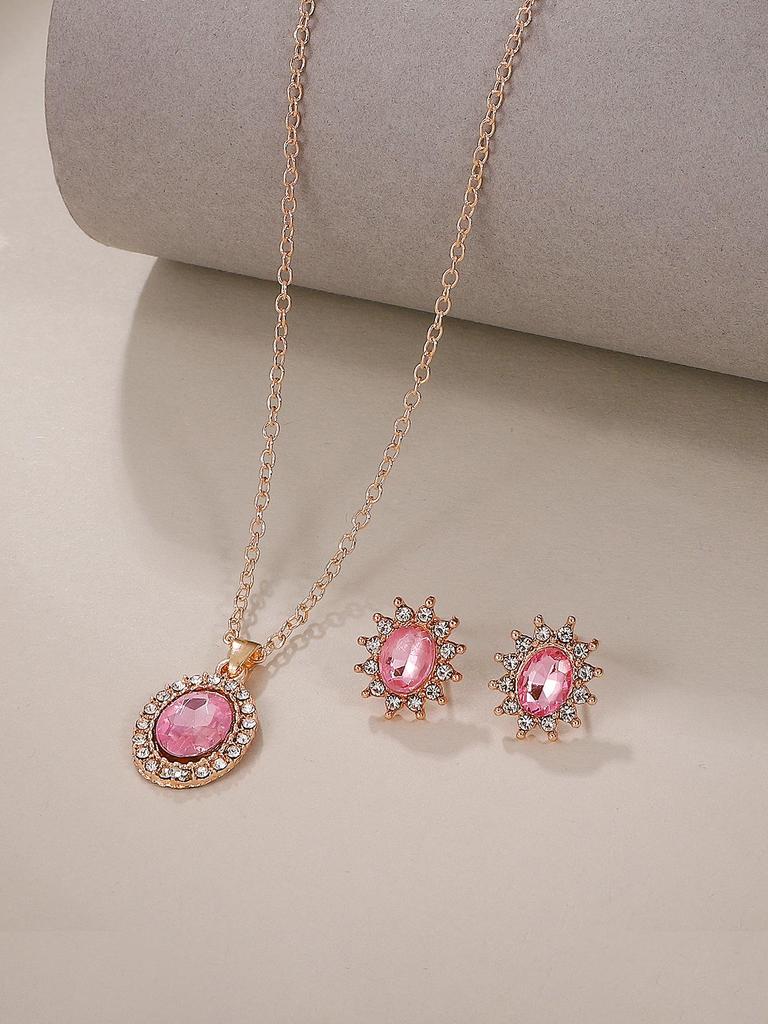 Elegant Pearl Teardrop Necklace & Stud Earrings Set for Bridal