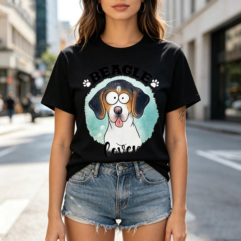 Vintage Beagle Lover Tee Cute Beagle Dog Face Print Unisex Unisex Cotton Short Sleeve Trendy Streetwear Gift For Dog Owners