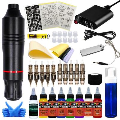 Tattoo Pen & Machine Set for Beginners with Gloves