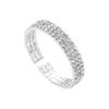 3-Layer Rhinestone Open Bangle Alloy Bracelet for Women Stylish Jewelry