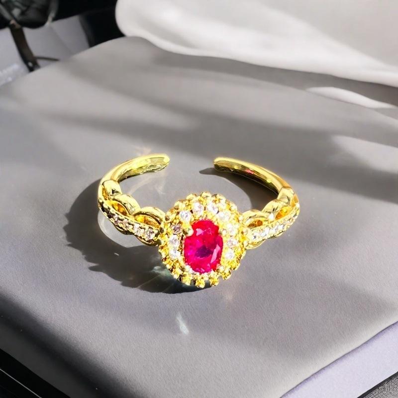 Yes, Touch The Blind Box Series, Colored Treasure Gypsy Open Ring, Wave Micro-Inlaid Zircon Light Luxury High-End Ring.