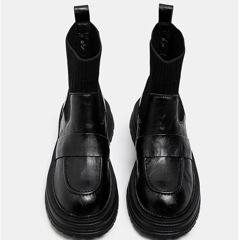 Women Platform Women Snow Ankle Boots Mid Heels Shoes Designer Knitting New Sock Boots 2024 Trend Winter Chunky Botas De Mujer