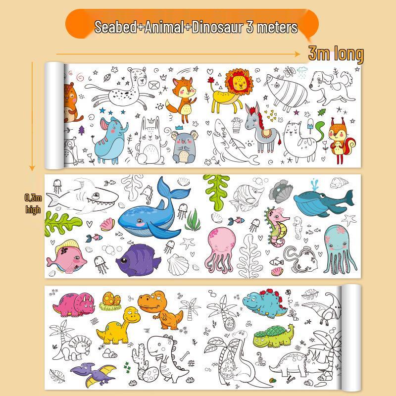 Children’s Graffiti Color Scroll: Large Drawing Paper & Storybook Canvas for Kindergarten