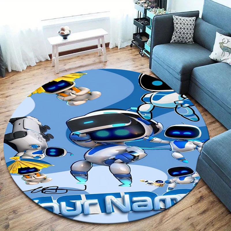 ASTRO BOT Custom Name Round Area Rug,Carpet Rug for Living Room Bedroom Sofa Playroom Decor,Non-slip Floor Mat