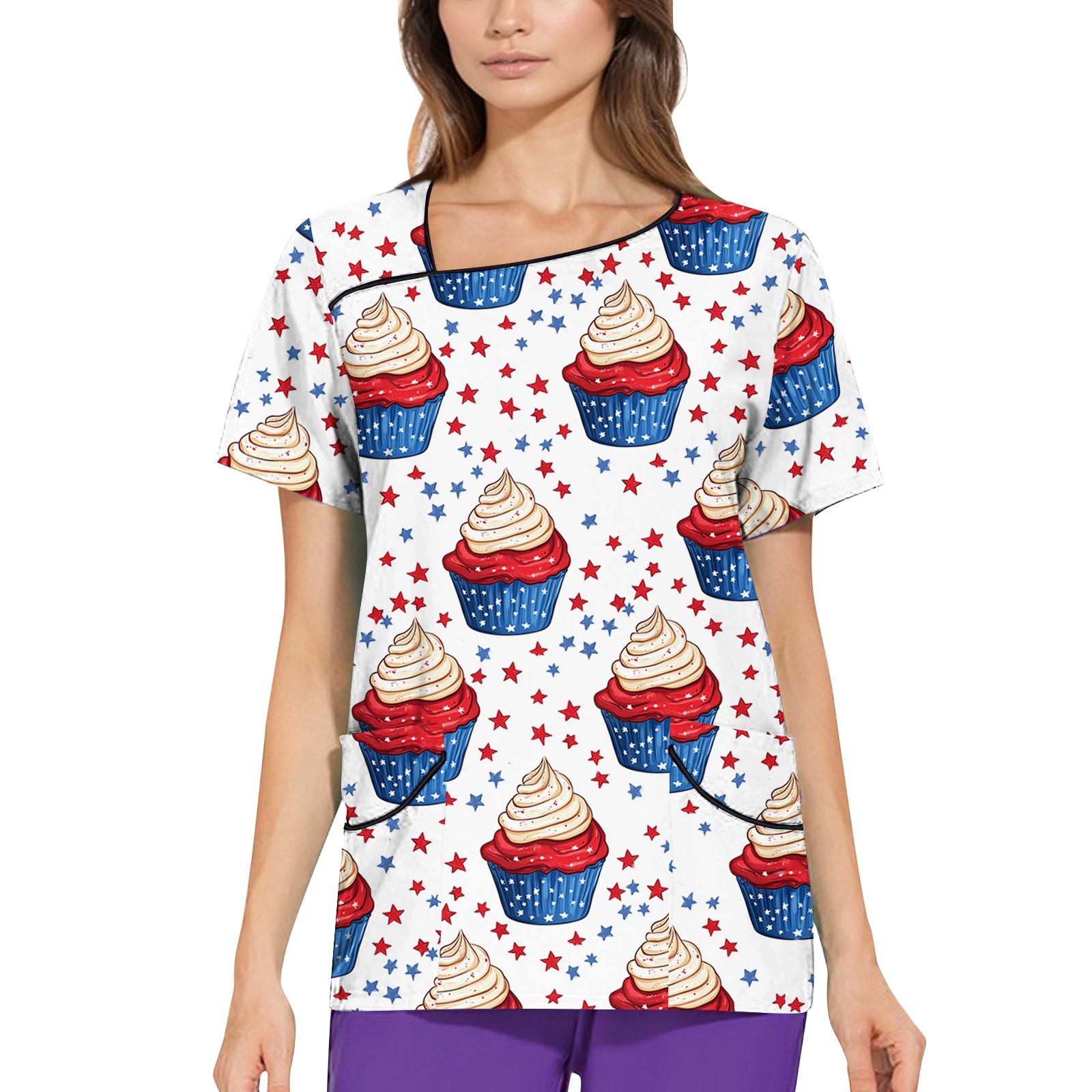 

Women s Printed Work Clothes, Sloping Collar And Double Layer Pockets, Basic Top Pullover XL білий