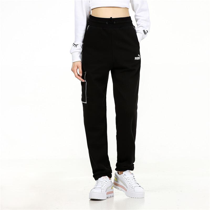 Puma Retro Sports Casual Breathable Knitted Long Pants Women Bottoms Black 847702-01