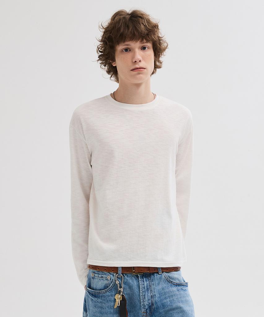 LEIRE Slub Back Line Long Sleeve T-Shirt [Ivory]