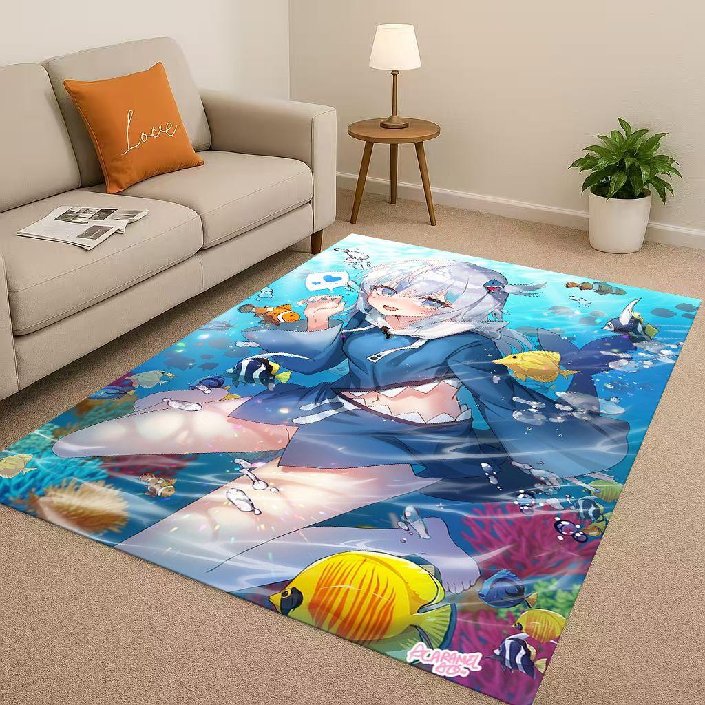 Anime Gawr Gura Hololive Cartoon Cute Girl Living Room Non Slip Area Rug Carpet for Bedroom Playroom Sofa,Home Decor Doormat