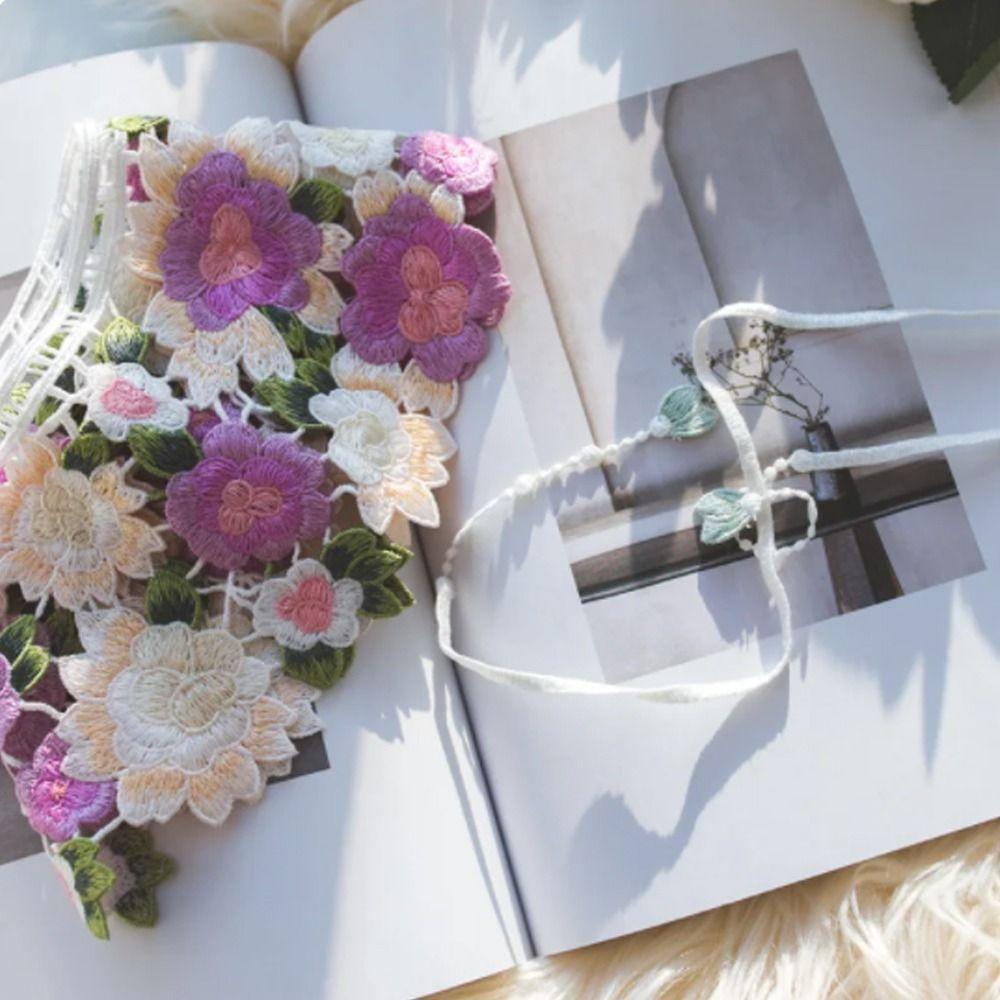 Floral Embroidered Flower Fake Collar Detachable Lace Neckline Lace Collar Women/girls