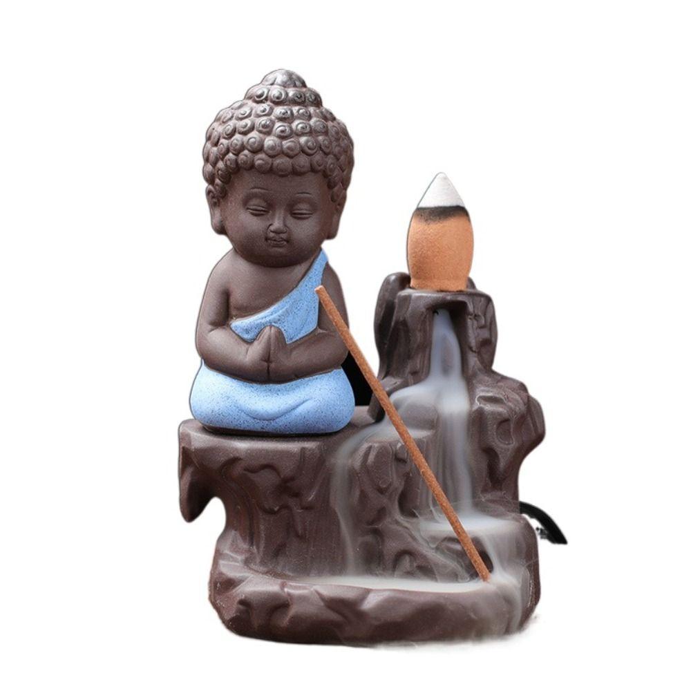 

Без благовоний Будда противоточный держатель благовоний Керамический ручной работы Татхагата Арома Диффузор Противоточный поднос для благовоний Будда Дзен синий