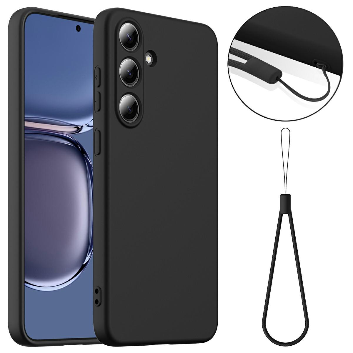 For Samsung Galaxy S25 Magnetic Case Liquid Silicone Phone Cover with Lanyard B