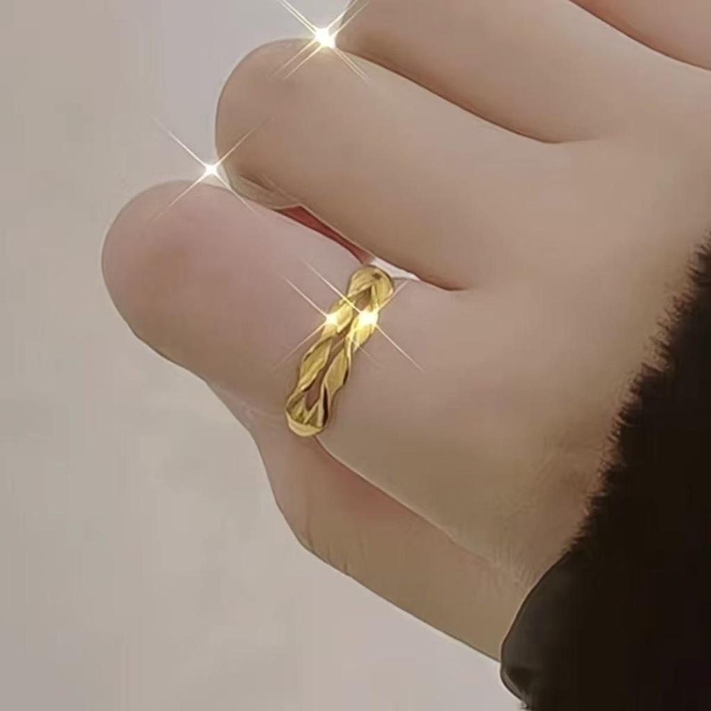 Wheat Ear Gold Adjustable Twist Ring - Women's Luxury Index or Pinky Finger Accessory