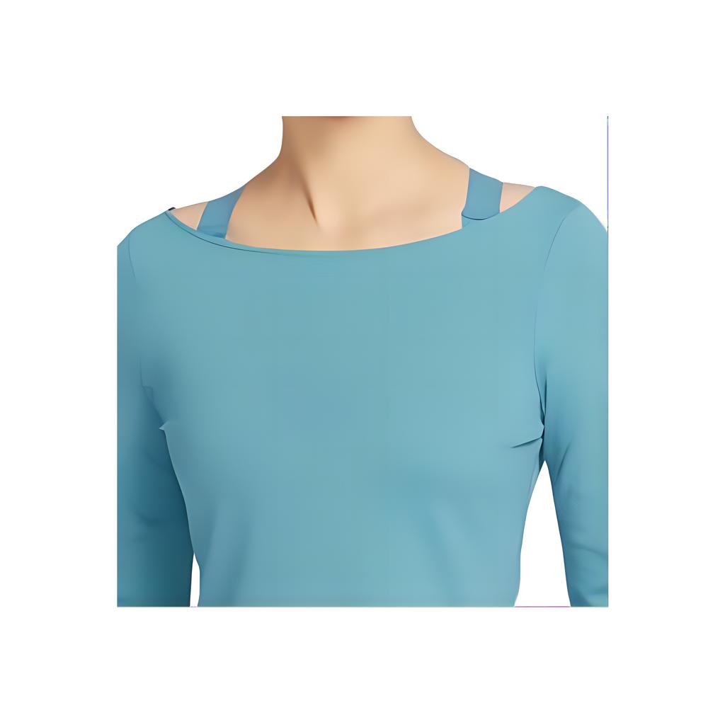 Nike Long Sleeve Casual Solid T-Shirt Women Tops Blue DQ6035-440