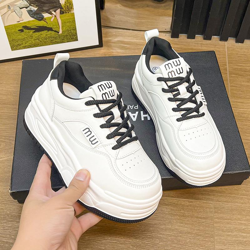 European leather thick-soled heightening little white shoes for women's 2025 spring and autumn new versatile single breathable muffin casual women's s