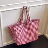 Large Capacity Plaid Women's Canvas Shoulder Bags Simple Commuter Female Shopping Bag College Girls Book Tote Travel Handbags