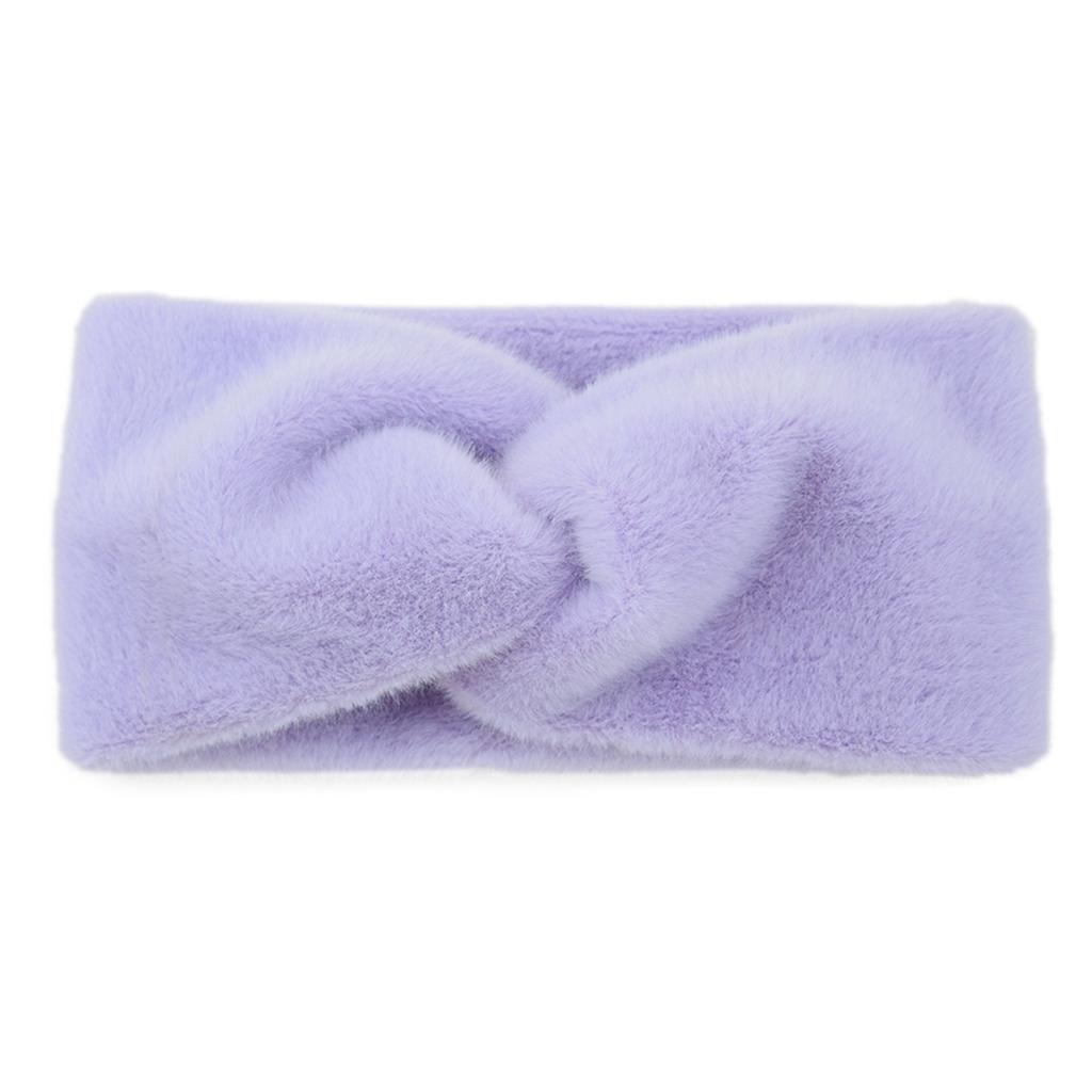 Fitness Sport Headband for Female Wide Turban Knot Hairband Elastic Ear Warmer Headwrap Furry Plush Headband for Yoga