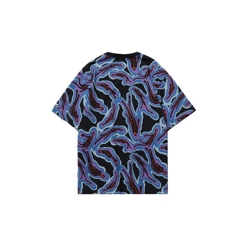 Li Ning Loose Casual Round Neck T-Shirt Color Block Men Tops AHSR373-1
