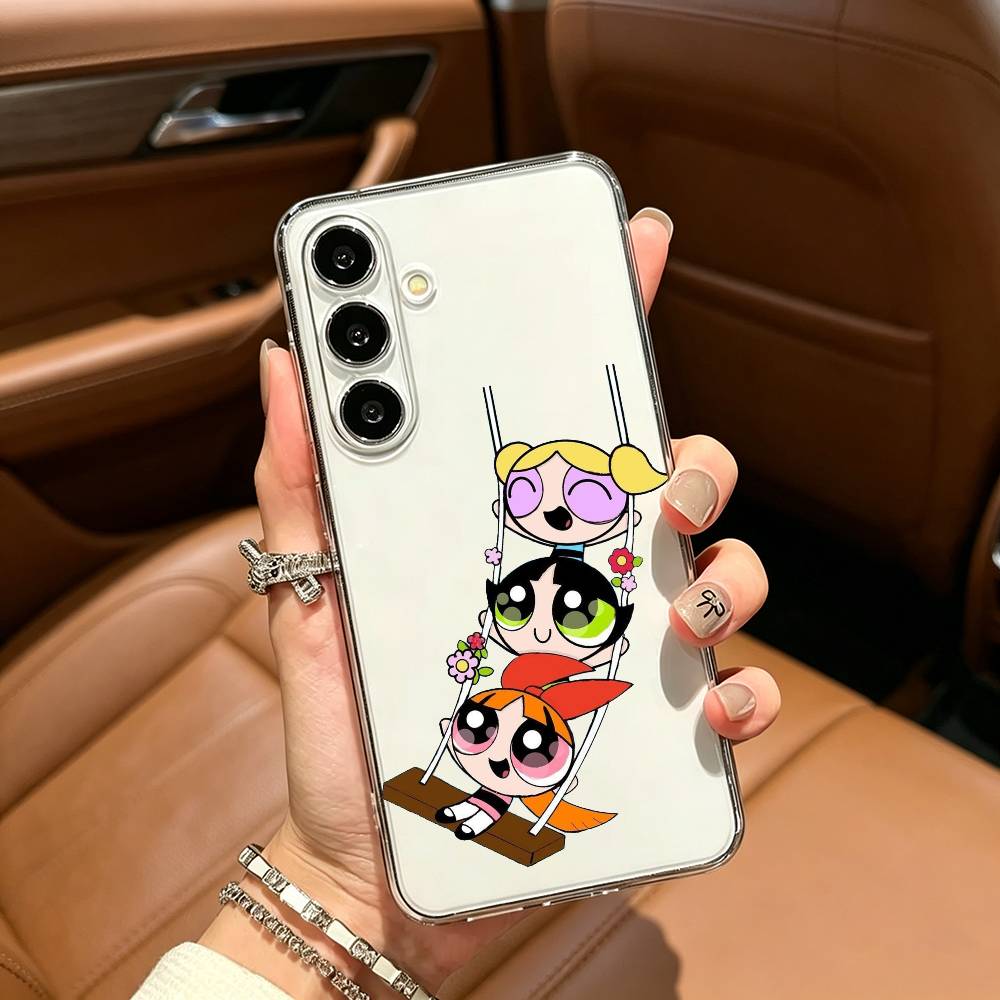 Cute The P-Powerpuff-es Cartoon Girls Clear Phone Case for Samsung Galaxy A71, A70, A52, A51, A40, A30