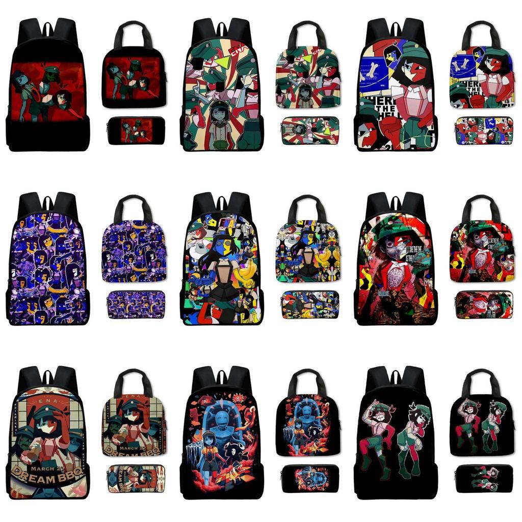 Dream Ena Bbq Pattern Childrens Backpack Lunch Bag Pen Case Set Schoolbag Gift
