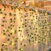 LED Green Leaf Fake Plant String Lights LED Battery Powered for Wall Room Office Birthday Home Bedroom Halloween Christmas Decor