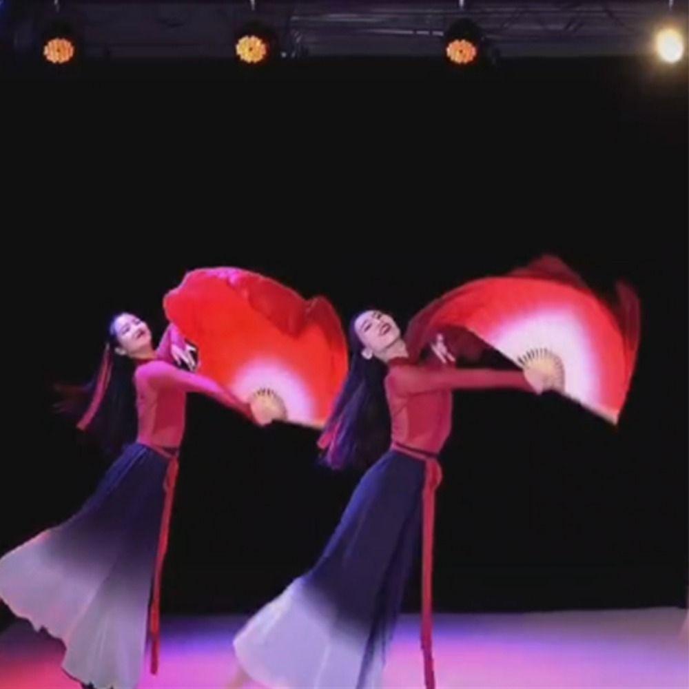 26/31cm Bamboo Chinese Short Bellydance Fan Hand Dye Adults Fan  Veil Pairs Yangko Dance Tools
