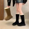 Women's Fur Integrated Thick Bottom Heightening Winter Lightweight Padded Warm Snow Boots Non-slip Wear Casual Sports Long Cotton Boots