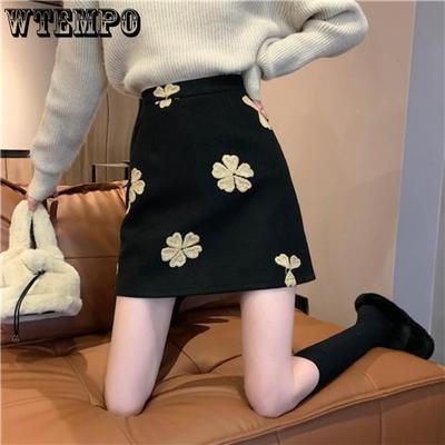 Γυναικεία Λεπτή Φλοράλ Πετσέτα Κεντημένη Τουίντ Μισή Φούστα Κομψή Αίσθηση Σχεδιασμού Ειδική Υψηλόμεση Λεπτή Εφαρμογή Γοφών Κοντή Φούστα