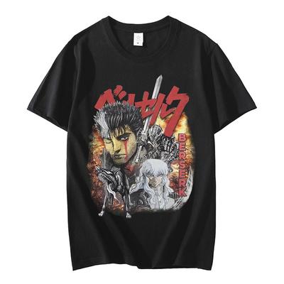 Anime Berserk Guts T-shirt Manga Swordsman Gatsu T-shirt Lato Mężczyźni Kobiety Moda Koszulki Krótki rękaw Oversize T-shirty Topy