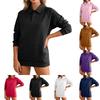 Women's Casual Button Down Long Sleeve Sweatshirt with Pockets and Lapel Collar