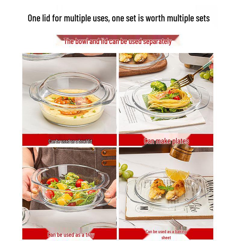 Hitzebeständige Glasschüssel mit Deckel für Mikrowelle, Backen und Instant-Nudeln