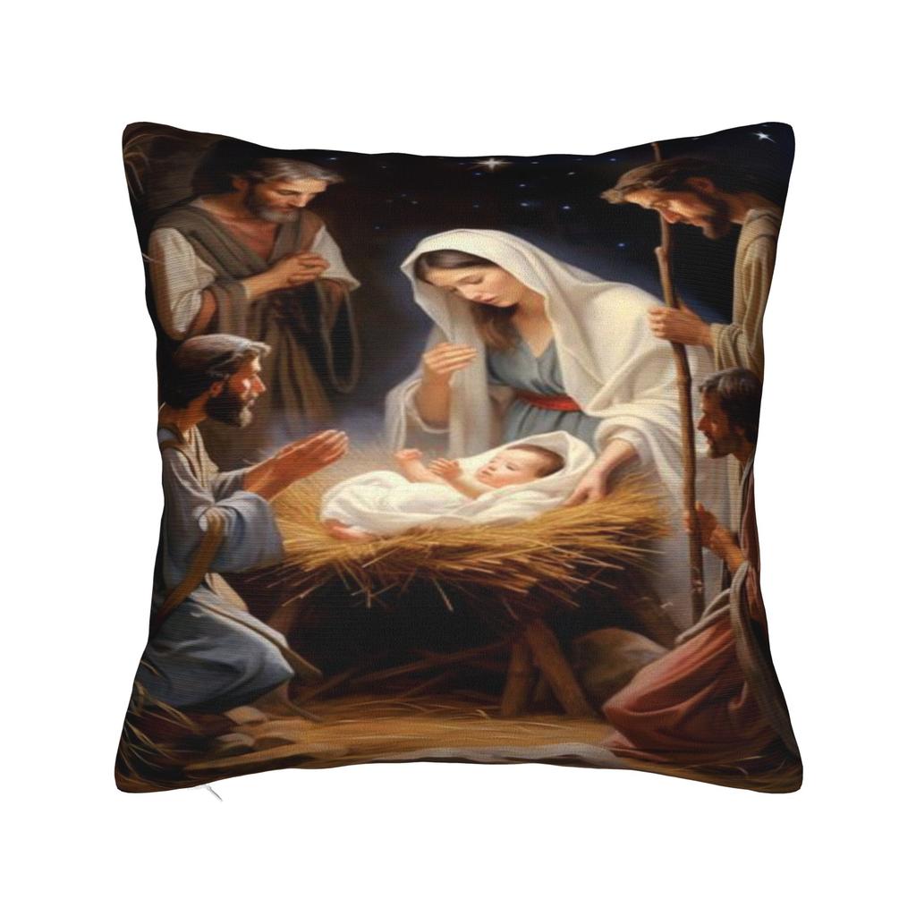 Christmas Nativity Scene Baby Jesus & Mary Printing Pillowcase Cushion Cover  Pillow Covers New Style Home Decor
