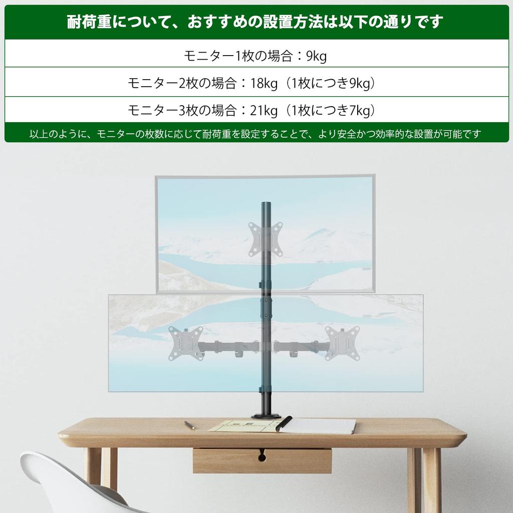 ACCURTEK Monitor Arm Support Pole Long Length Clamp Grommet Screw Diameter Mount, Only, Type, 80cm, Type, Type, Fixation, 3.5cm