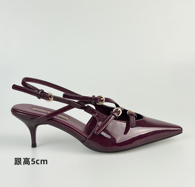 

WO Huizhou 2025 New Fashion European and American High Heels Thin Heel Pointed Baotou Patent Leather Sexy Fashion Sandals 40
