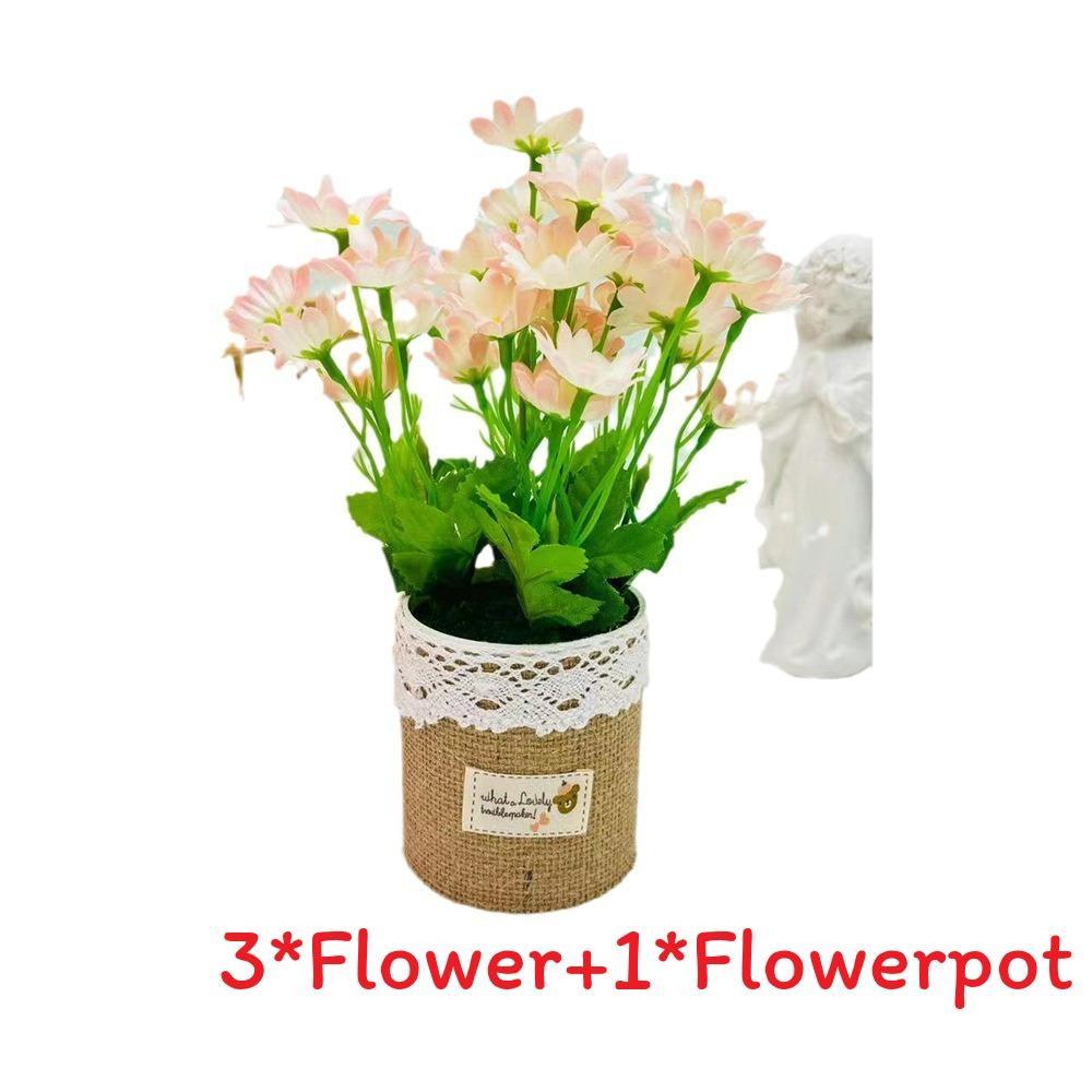 Wild Chrysanthemum Flower Pot Simulated Green Plant Potted Plant For Home Office