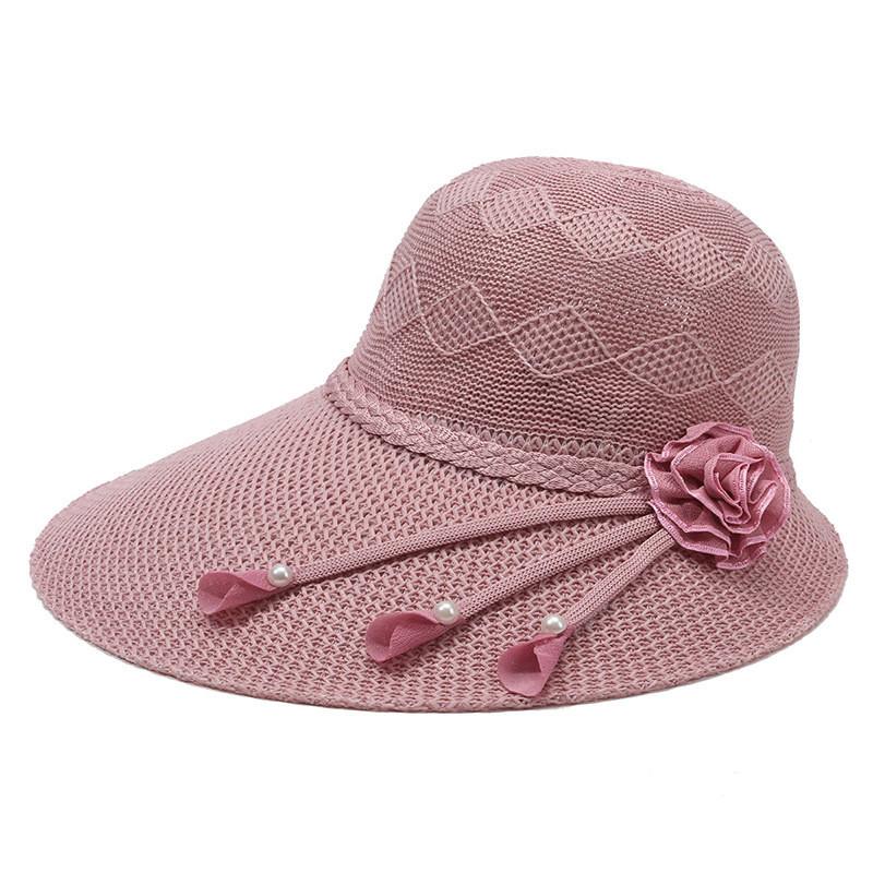Sun Protection Wide Brim Cotton Straw Hat For Summer Beach Casual Women