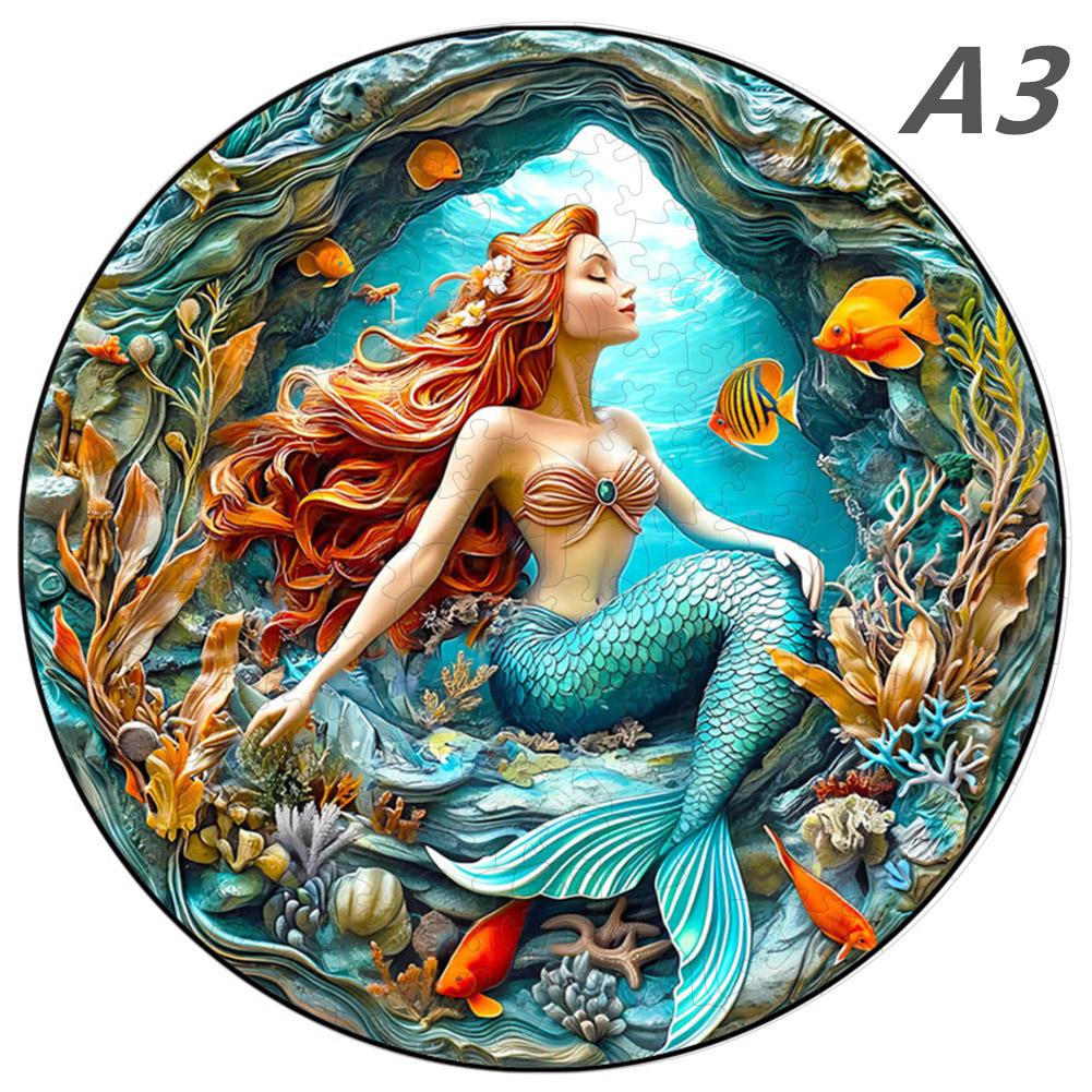 Meerjungfrau 3D Holzpuzzle Tier Spielzeug für Erwachsene Kinder Geburtstagsgeschenk Holzpuzzle Montessori Spiele Fidget Toys