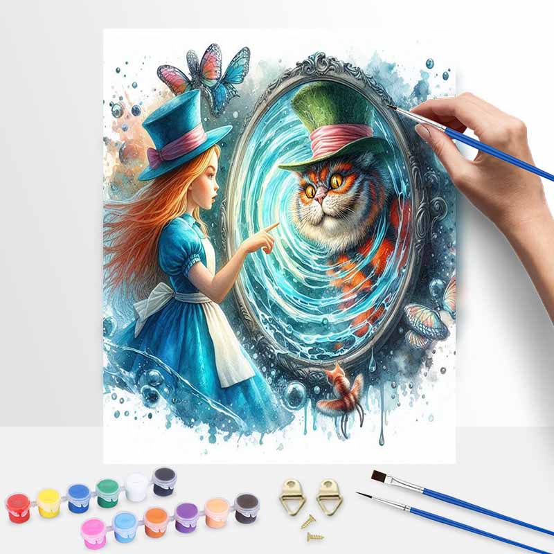 Disney Alice In Wonderland Cheshire Cat Oil Painting Art Painting Kit Handmade Diy Gift Home Decoration Wall Art Decor Relaxing Craft Kit