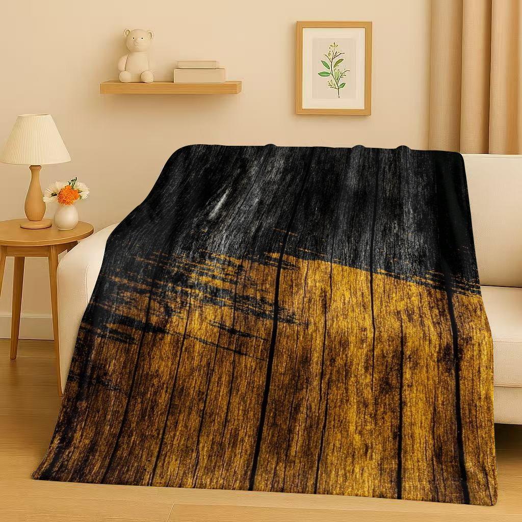 HD Retro Wood Grain Tree Growth Ring Brown Gray Flannel Blanket,Ultra Soft Plush Throw for Home Bedroom Bed Sofa Cover Gift Kid
