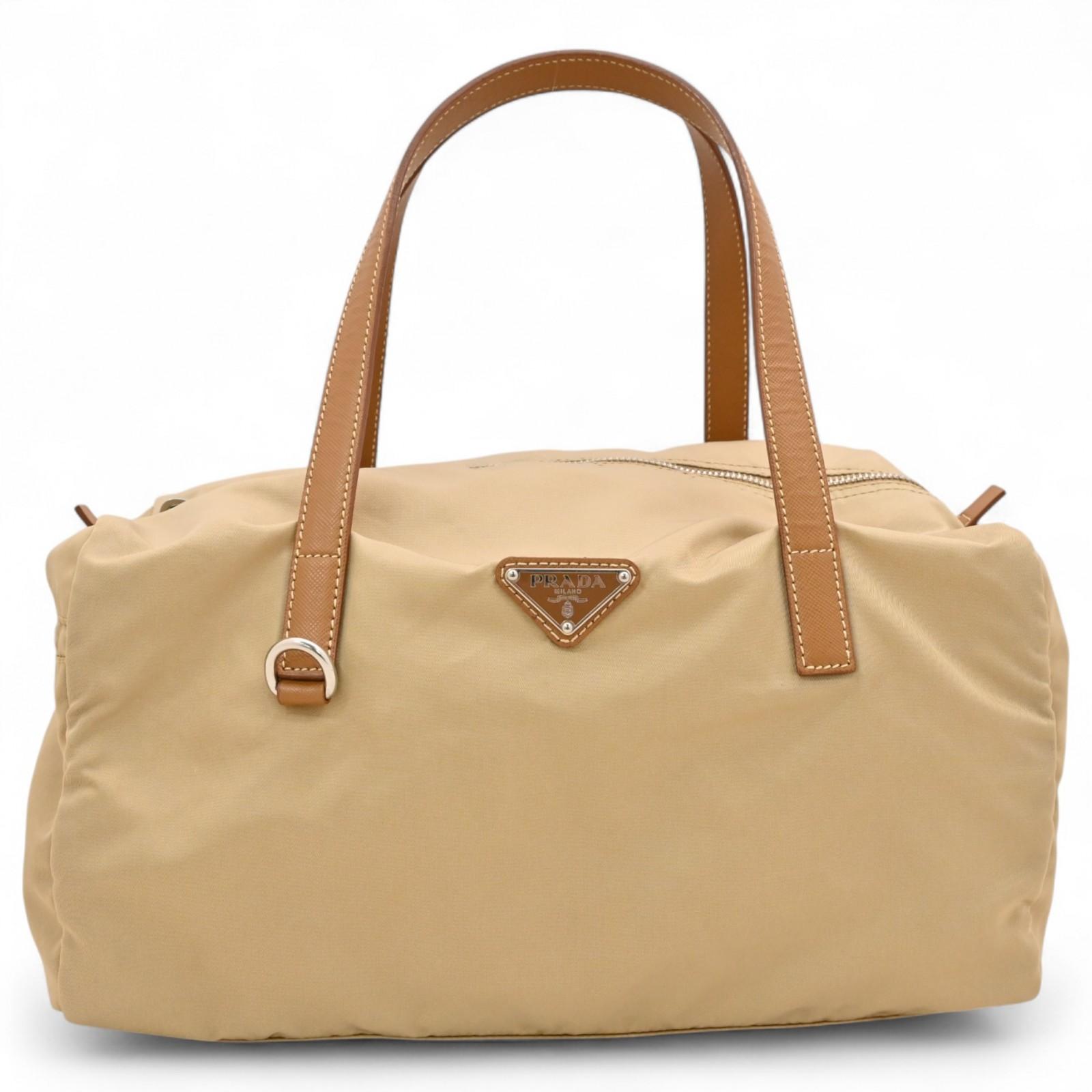 

Auth PRADA Mini Boston Bag Nylon Beige 31 pr8816gg