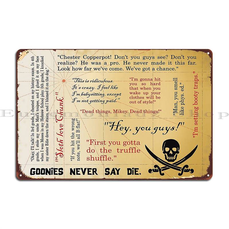 

Карта Гунисов Металлическая Табличка Постер Пещера Ржавый Настенный Декор Кино Дизайнерская Жестяная Вывеска Постер 20x30cm（7.8x11.8inch）