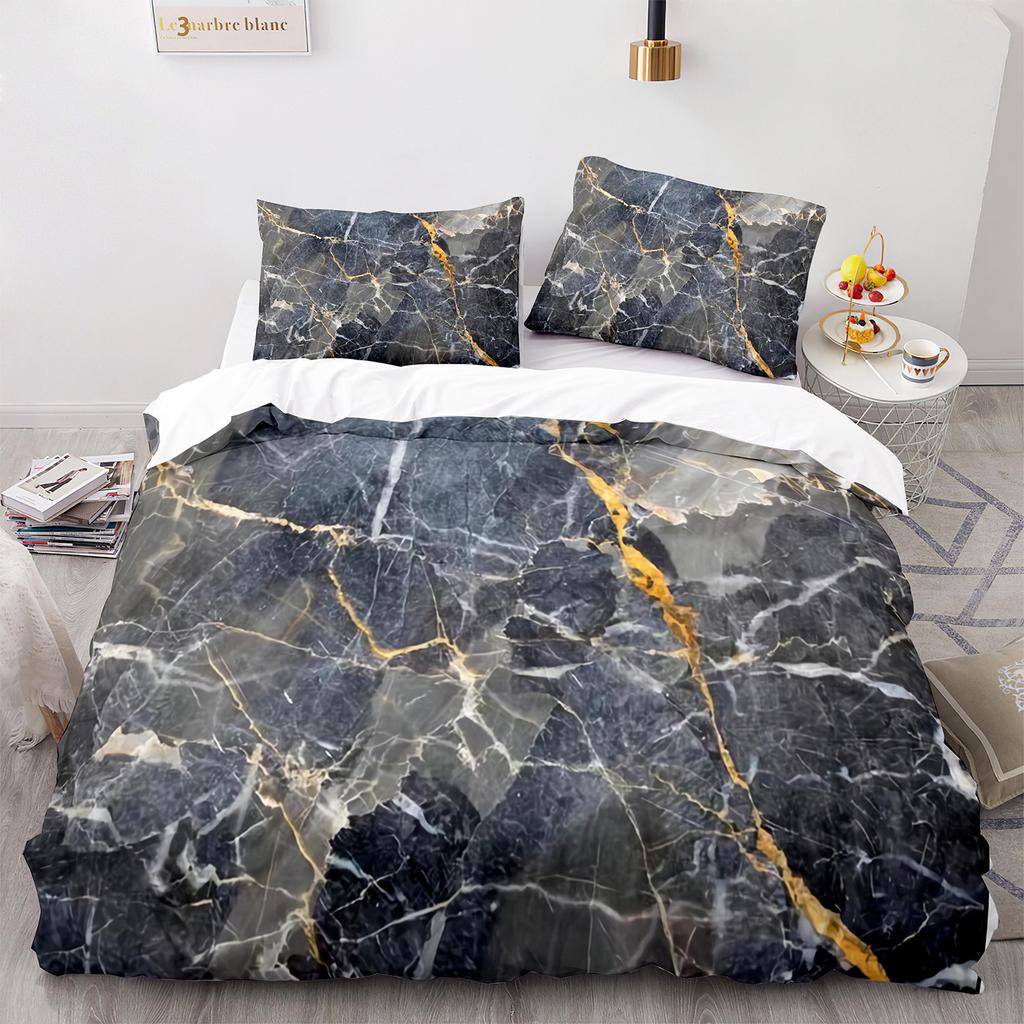 Bed Three-Piece Set 3D Three-Piece Set Size Marble Quilt Cover Printing