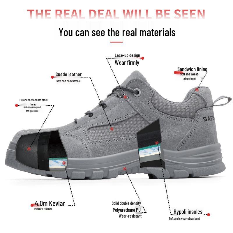 Men's Safety Shoes: Anti-Smash, Anti-Puncture, 4.0MM Kevlar, Comfortable & Lightweight Protection Footwear
