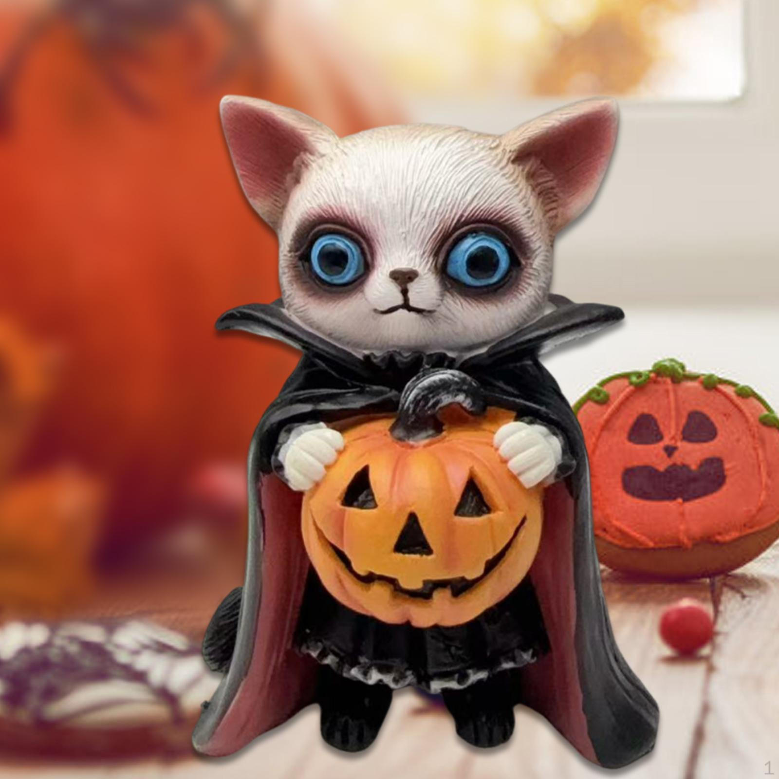 

Фигурка животного, акцентный элемент для декора на Хэллоуин на книжной полке или столе 7cmx6cmx10cm_Cat